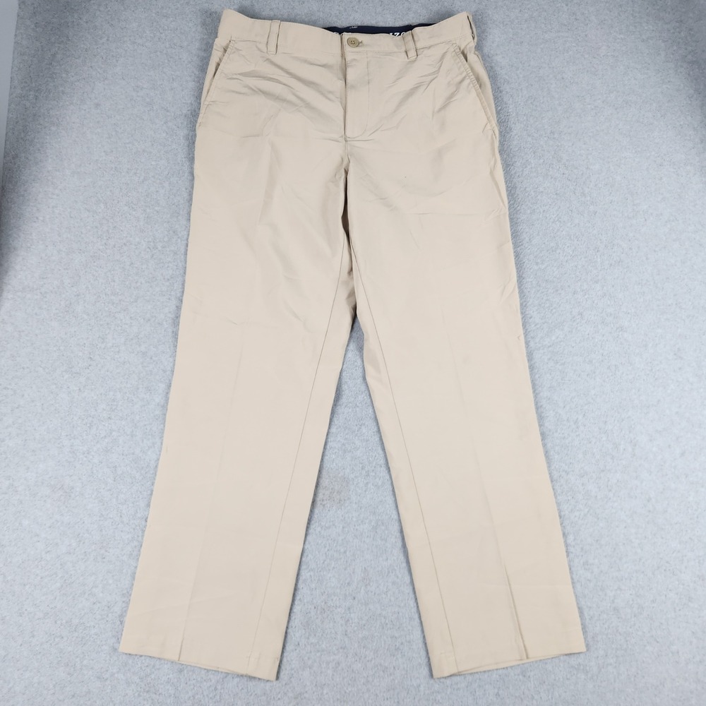 IZOD Golf Pants Mens 34x30 Beige Stretch Performance Flat Front Straight Leg